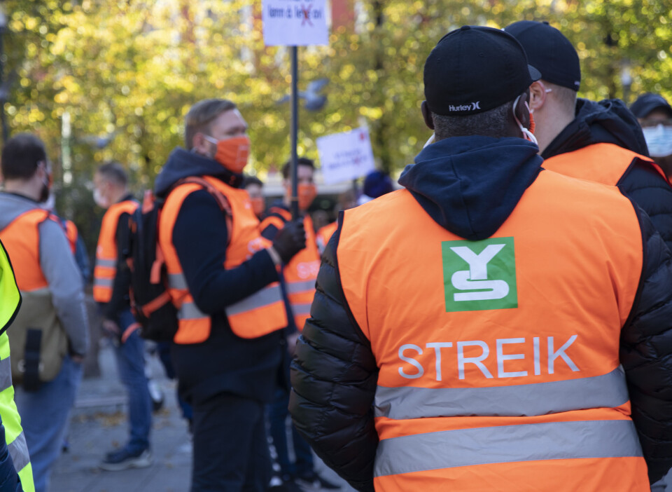 Fra fredagens streikemarkering på Grønland i Oslo. Foto: Helene Husebø