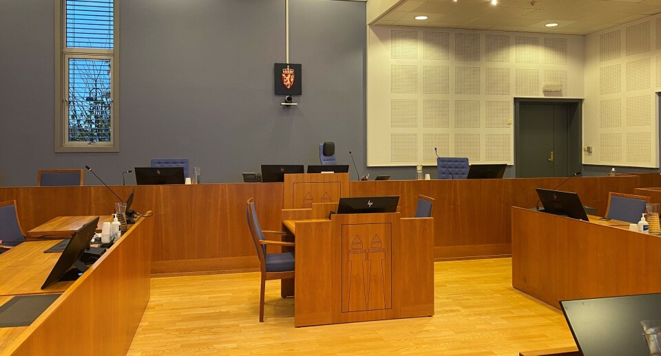 Saken mot Norse foregår i rettsal 1 i Agder tingrett Foto: Lill J. Fischer