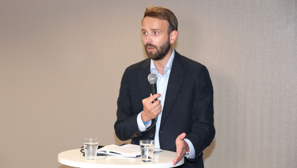 Næringsminister Jan Christian Vestre, her avbildet under et arrangement i Arendal. Foto; Vetle Daler