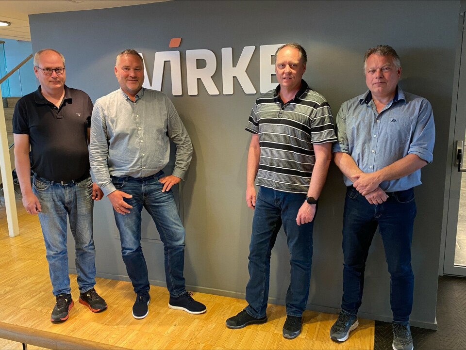 Forhandlingsutvalget f. v. Hasse Greiner Hansen, Johannes Leirbekk, Gjern Bjørnerud Jungheinrich og Erik Olerud Jungheinrich. Foto: Forhandlingsleder Kjell Morten Aune
