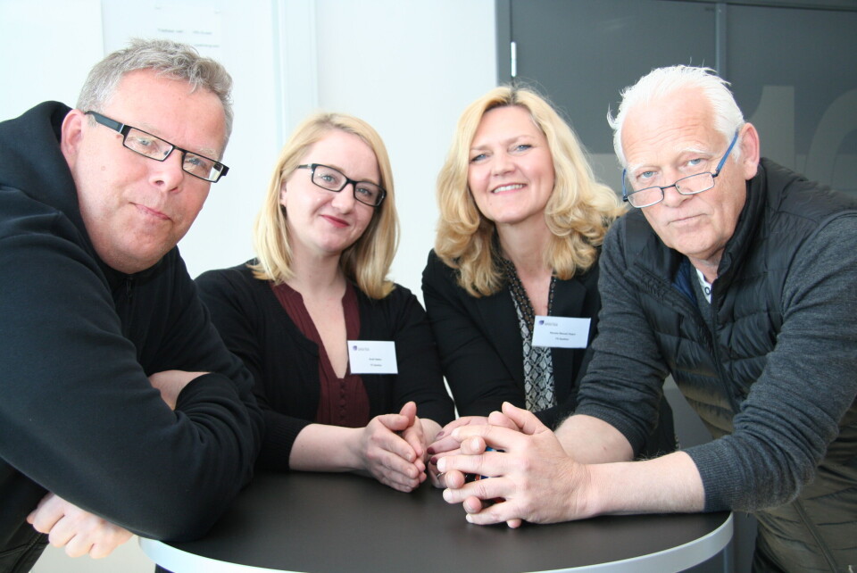 Parats delegasjon i Spekter-forhandlingene: F.v. Knut Asle Byklum, Bodil Røkke, Renate Messel Hegre og Thomas Lilloe. Foto: Vetle Daler