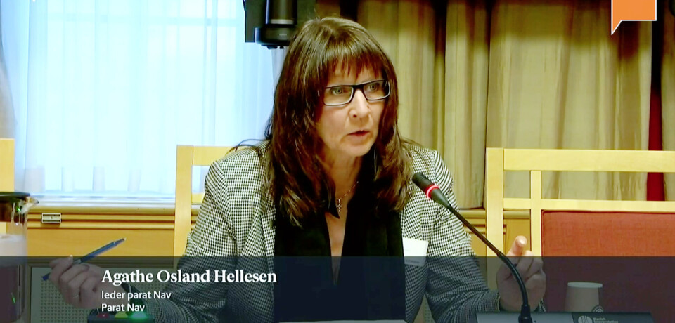 Leder i Parat NAV, Agathe Osland Hellesen svarer mandag på spørsmål i Arbeids- og sosialkomiteen på Stortinget.