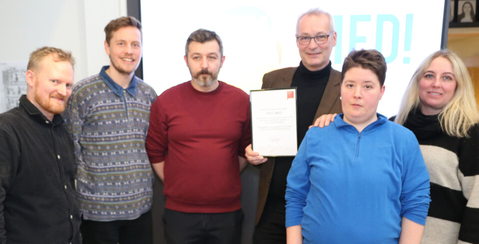 F.v.: Jobbskaper Peter Dannevig; veileder Ole Martin Hansen; avdelingsleder Kenan Hadzijusufovic; daglig leder Jarle Eknes; assistent Caroline Holth og Parat-leder Unn Kristin Olsen. Foto: Vetle Daler