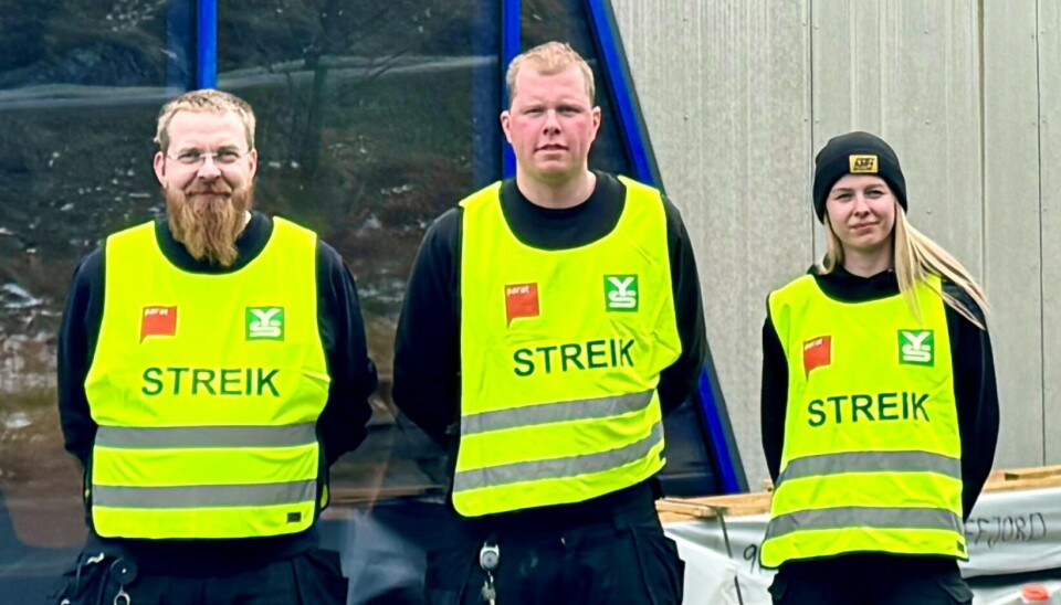 Streikeklare ansatte ved Andersen Mekaniske Verksted.