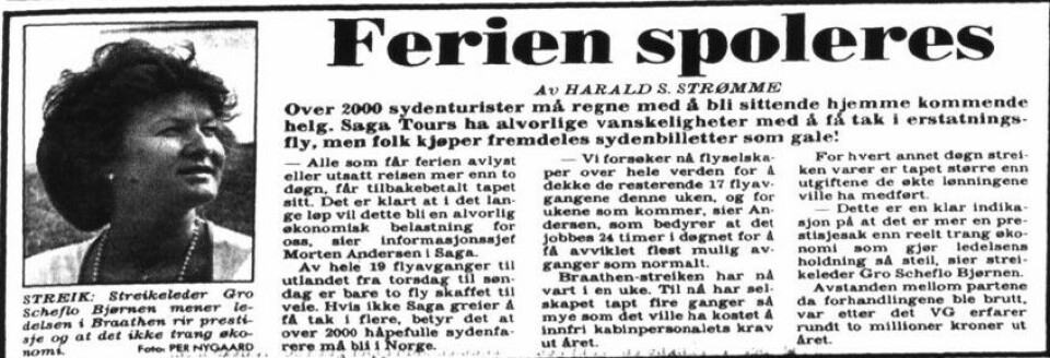 Faksimile fra VGs oppslag 27. juni 1984