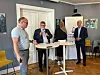 Fra venstre debattleder Christian P. Fjellstad fra Den norske tannlegeforening, president Heming Olsen-Bergem i Tannlegeforeningen, stortingsrepresentant Marian Hussein fra SV og Ståle Sagabråten fra Legeforeningen.
