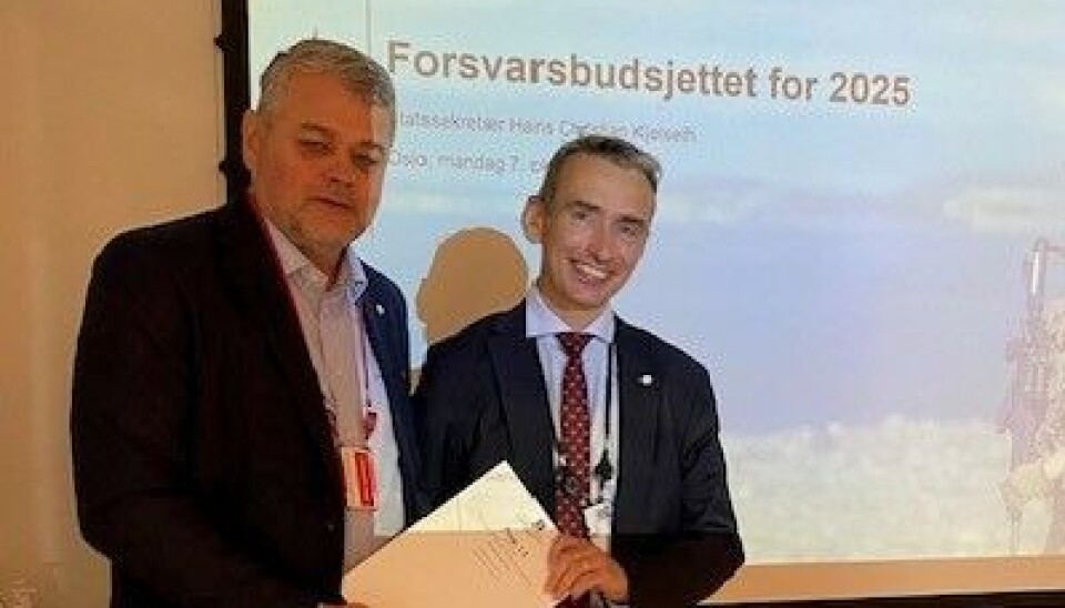 Parat forsvar-leder Johan Hovde og statssekretær Hans Christian Kjølseth Parat forsvar-leder Johan Hovde og statssekretær Hans Christian Kjølseth - forsvarsbudsjettet for 2025