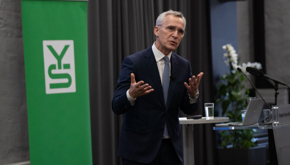 Jens Stoltenberg talte under YS-konferansen og peker på den norske modellens betydning for norsk økonomi.